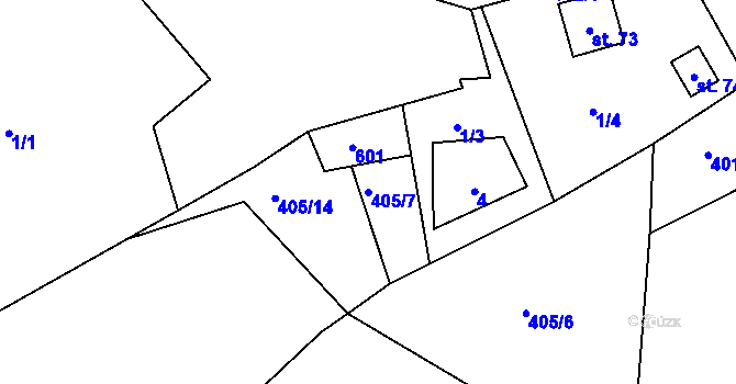 Parcela st. 405/7 v KÚ Týniště u Horšic, Katastrální mapa