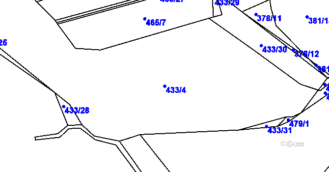 Parcela st. 433/4 v KÚ Týniště u Horšic, Katastrální mapa