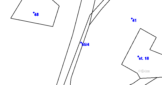 Parcela st. 55/4 v KÚ Týniště u Horšic, Katastrální mapa