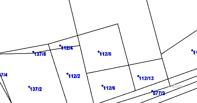 Parcela st. 112/5 v KÚ Týniště u Horšic, Katastrální mapa