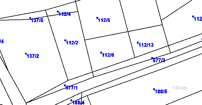 Parcela st. 112/6 v KÚ Týniště u Horšic, Katastrální mapa