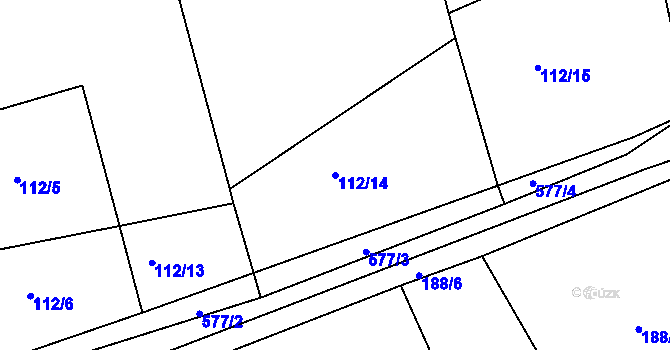 Parcela st. 112/14 v KÚ Týniště u Horšic, Katastrální mapa