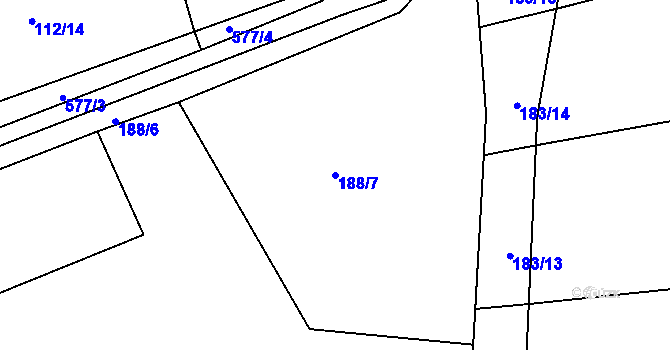 Parcela st. 188/7 v KÚ Týniště u Horšic, Katastrální mapa
