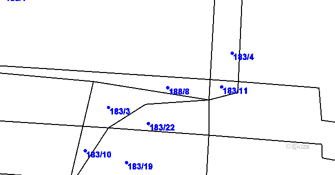 Parcela st. 188/8 v KÚ Týniště u Horšic, Katastrální mapa