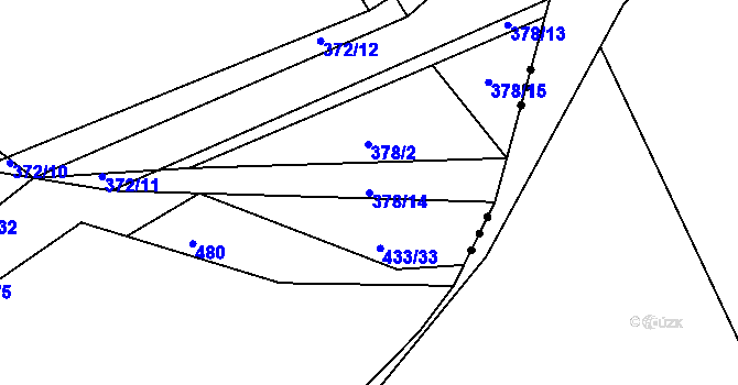 Parcela st. 378/14 v KÚ Týniště u Horšic, Katastrální mapa