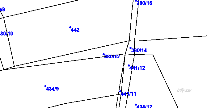 Parcela st. 380/12 v KÚ Týniště u Horšic, Katastrální mapa