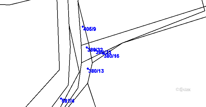 Parcela st. 380/16 v KÚ Týniště u Horšic, Katastrální mapa