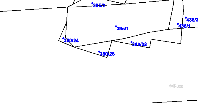 Parcela st. 380/26 v KÚ Týniště u Horšic, Katastrální mapa