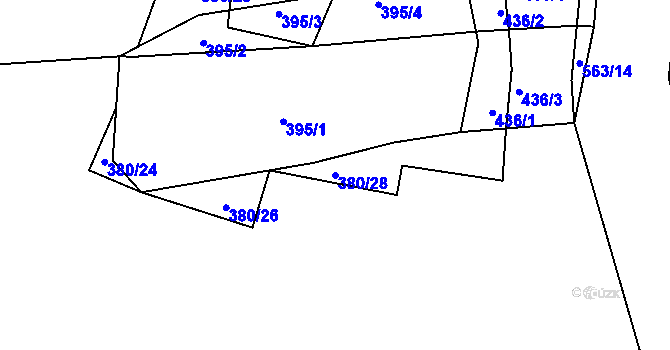 Parcela st. 380/28 v KÚ Týniště u Horšic, Katastrální mapa