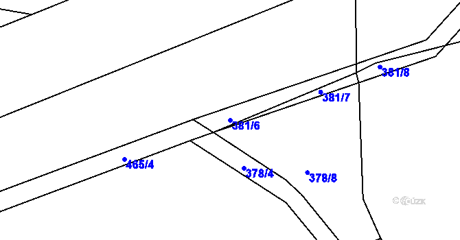 Parcela st. 381/6 v KÚ Týniště u Horšic, Katastrální mapa