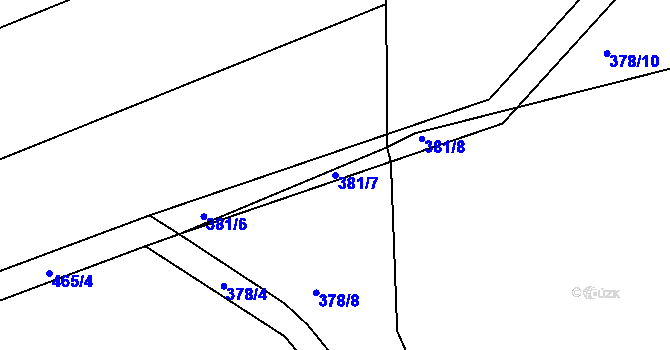 Parcela st. 381/7 v KÚ Týniště u Horšic, Katastrální mapa