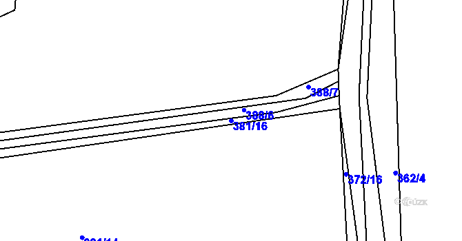 Parcela st. 381/16 v KÚ Týniště u Horšic, Katastrální mapa