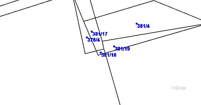 Parcela st. 381/18 v KÚ Týniště u Horšic, Katastrální mapa