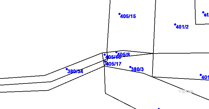 Parcela st. 405/16 v KÚ Týniště u Horšic, Katastrální mapa