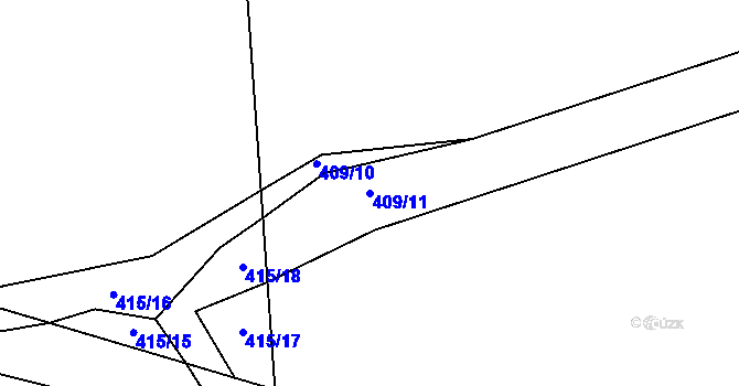 Parcela st. 409/11 v KÚ Týniště u Horšic, Katastrální mapa