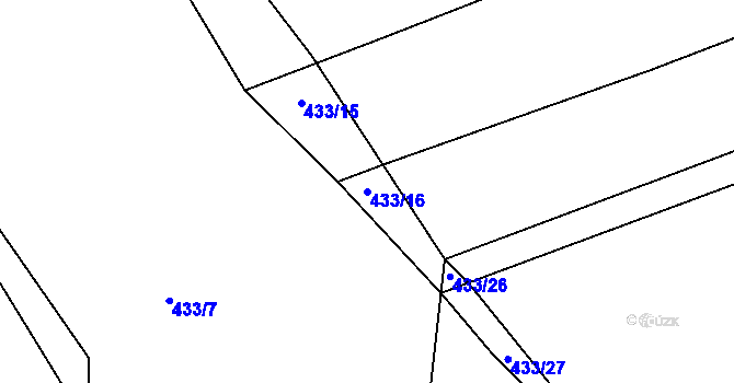 Parcela st. 433/16 v KÚ Týniště u Horšic, Katastrální mapa