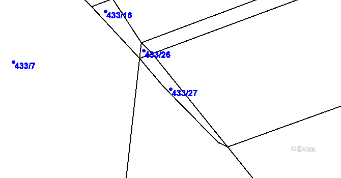 Parcela st. 433/27 v KÚ Týniště u Horšic, Katastrální mapa
