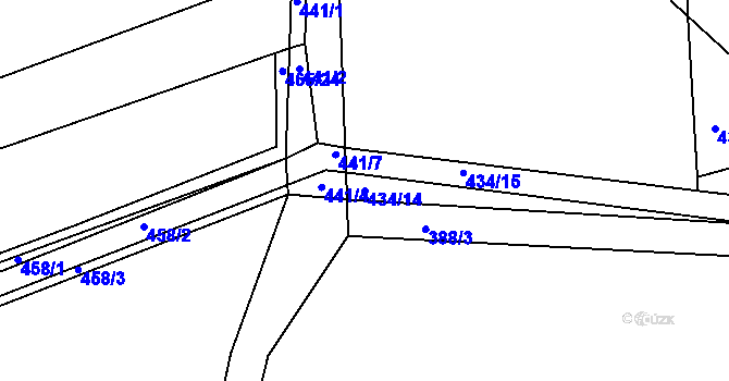 Parcela st. 434/14 v KÚ Týniště u Horšic, Katastrální mapa