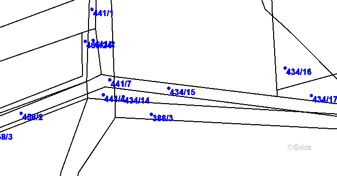Parcela st. 434/15 v KÚ Týniště u Horšic, Katastrální mapa