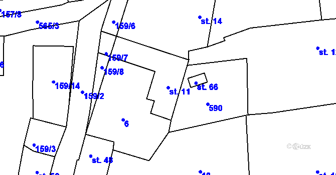 Parcela st. 11 v KÚ Újezd u Horšic, Katastrální mapa