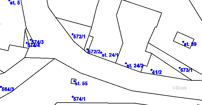 Parcela st. 24/1 v KÚ Újezd u Horšic, Katastrální mapa