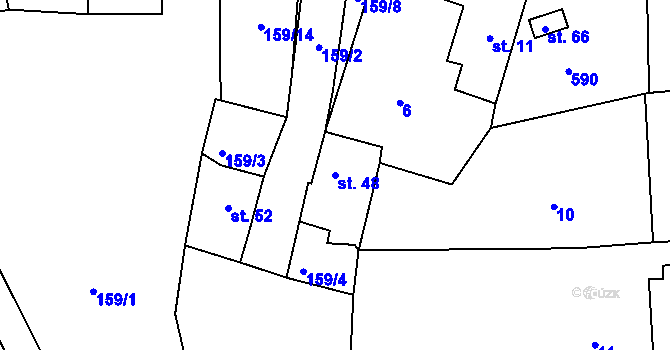 Parcela st. 48 v KÚ Újezd u Horšic, Katastrální mapa