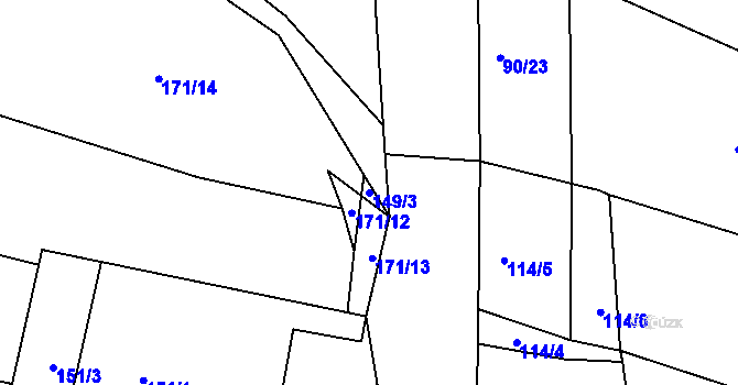 Parcela st. 149/3 v KÚ Újezd u Horšic, Katastrální mapa