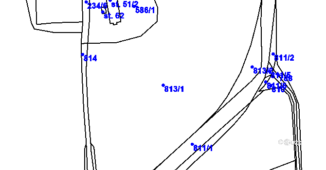 Parcela st. 813/1 v KÚ Újezd u Horšic, Katastrální mapa