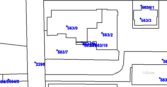 Parcela st. 563/18 v KÚ Horšovský Týn, Katastrální mapa