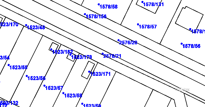 Parcela st. 2576/21 v KÚ Horšovský Týn, Katastrální mapa