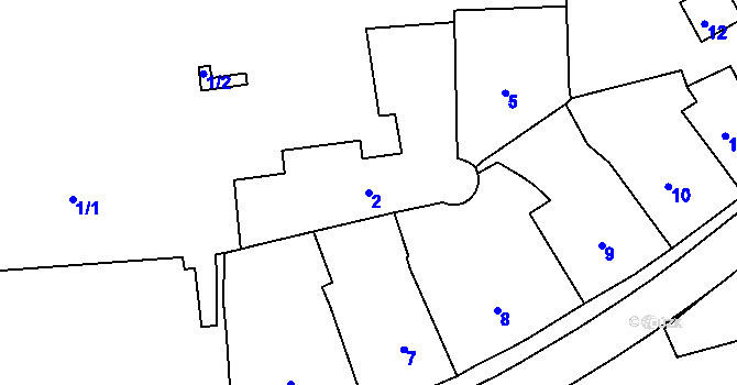 Parcela st. 2 v KÚ Horšovský Týn, Katastrální mapa