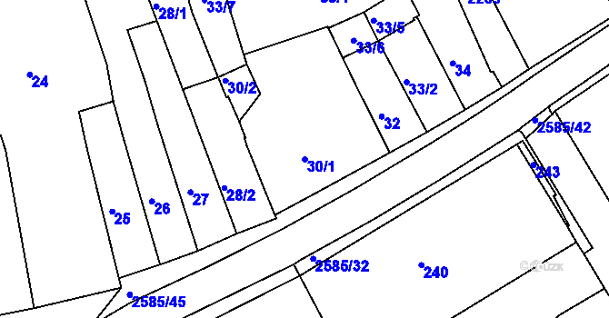 Parcela st. 30/1 v KÚ Horšovský Týn, Katastrální mapa