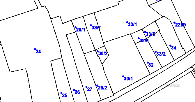 Parcela st. 30/2 v KÚ Horšovský Týn, Katastrální mapa