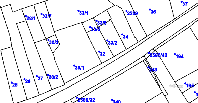 Parcela st. 32 v KÚ Horšovský Týn, Katastrální mapa