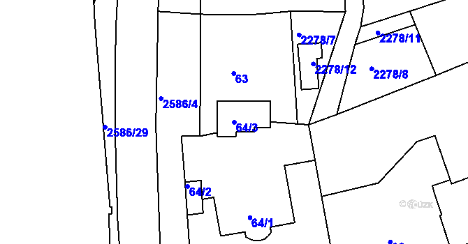 Parcela st. 64/3 v KÚ Horšovský Týn, Katastrální mapa