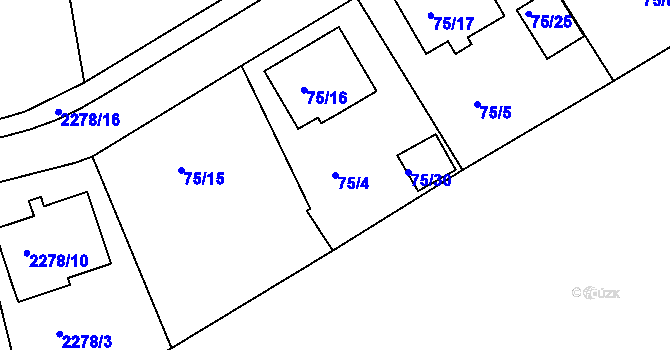 Parcela st. 75/4 v KÚ Horšovský Týn, Katastrální mapa