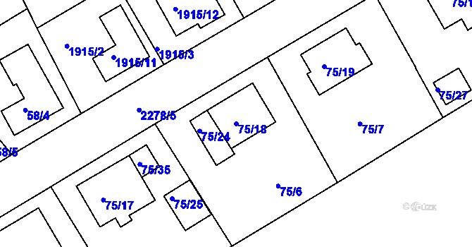 Parcela st. 75/18 v KÚ Horšovský Týn, Katastrální mapa