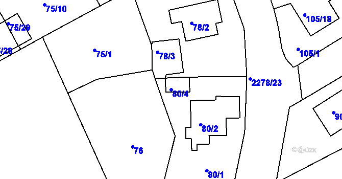 Parcela st. 80/4 v KÚ Horšovský Týn, Katastrální mapa