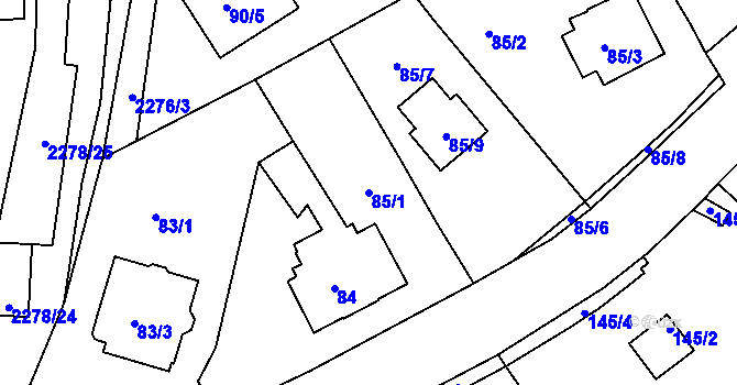 Parcela st. 85/1 v KÚ Horšovský Týn, Katastrální mapa