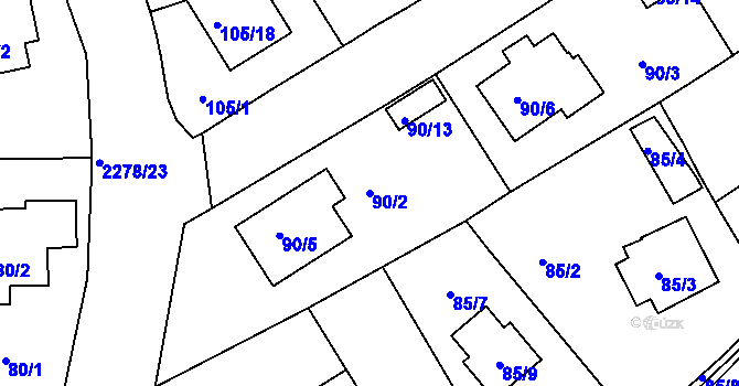 Parcela st. 90/2 v KÚ Horšovský Týn, Katastrální mapa