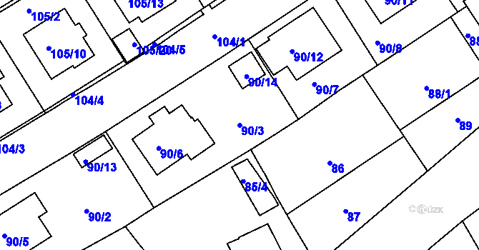 Parcela st. 90/3 v KÚ Horšovský Týn, Katastrální mapa