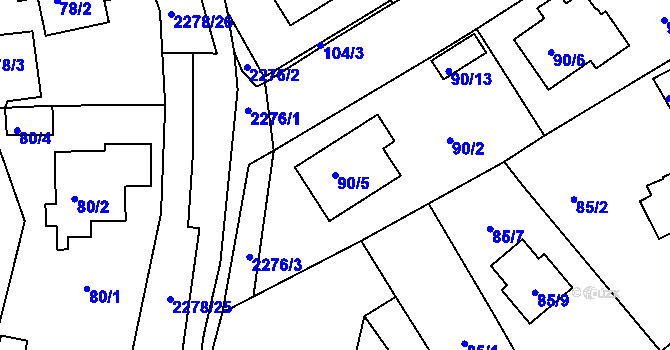 Parcela st. 90/5 v KÚ Horšovský Týn, Katastrální mapa