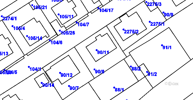 Parcela st. 90/11 v KÚ Horšovský Týn, Katastrální mapa