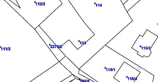Parcela st. 113 v KÚ Horšovský Týn, Katastrální mapa
