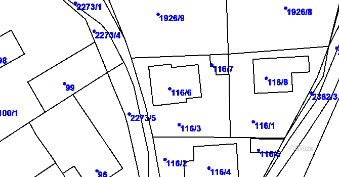 Parcela st. 116/6 v KÚ Horšovský Týn, Katastrální mapa