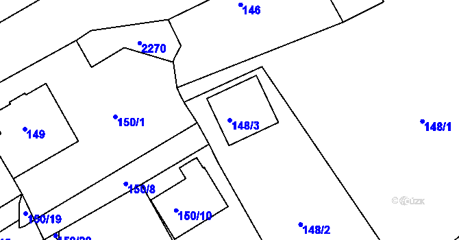 Parcela st. 148/3 v KÚ Horšovský Týn, Katastrální mapa