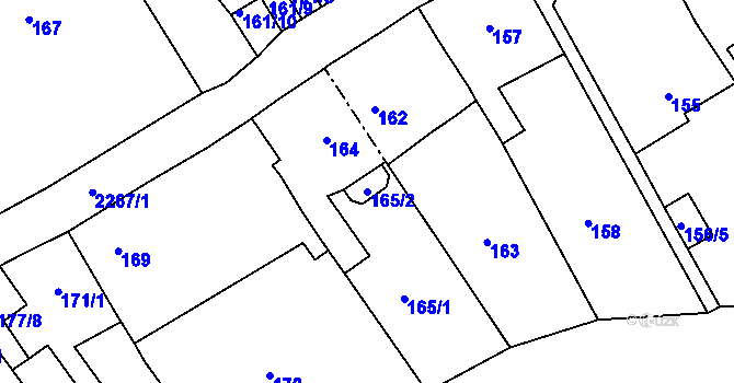 Parcela st. 165/2 v KÚ Horšovský Týn, Katastrální mapa