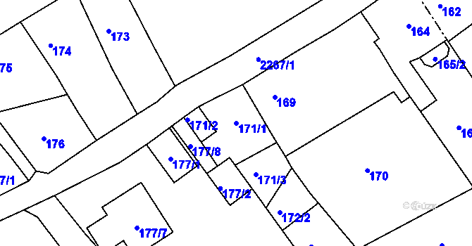 Parcela st. 171/1 v KÚ Horšovský Týn, Katastrální mapa