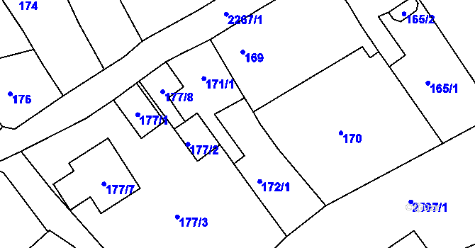 Parcela st. 171/3 v KÚ Horšovský Týn, Katastrální mapa