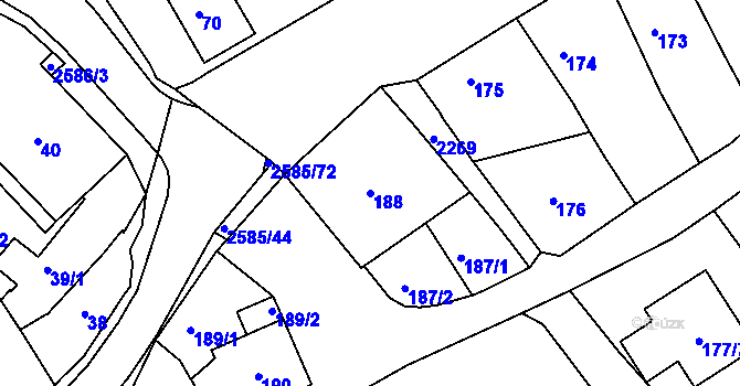 Parcela st. 188 v KÚ Horšovský Týn, Katastrální mapa
